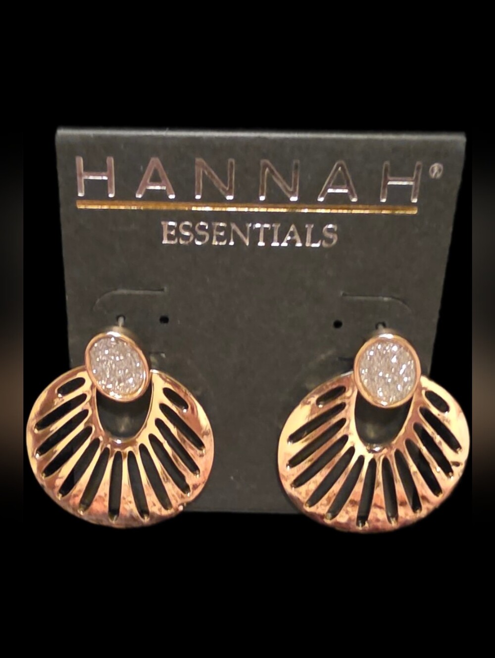 Goldtone Filigree Drop Earrings w/Pavé Accent